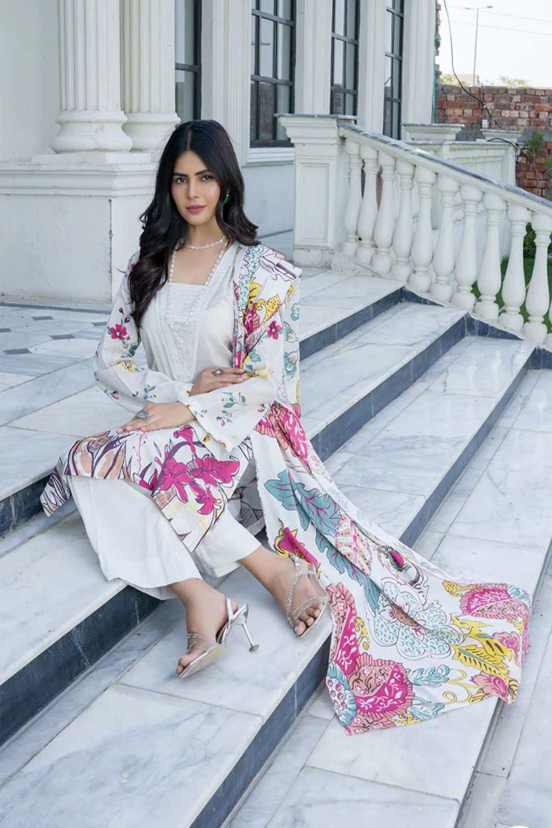 White Bloom Luxe Lawn Suit