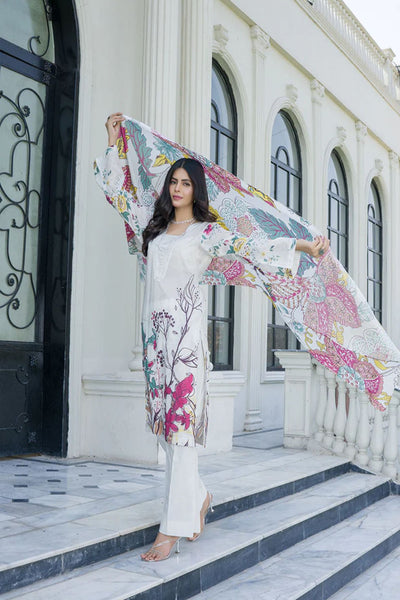 White Bloom Luxe Lawn Suit